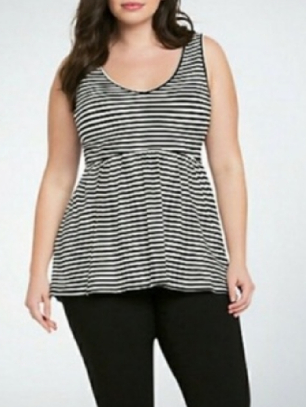 Torrid Plus Size Peplum Top In Blk/White Stripe Size 3X